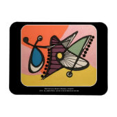 'Mid-Century Modern Abstract, Butterfly' schilderi Magneet (Horizontaal)