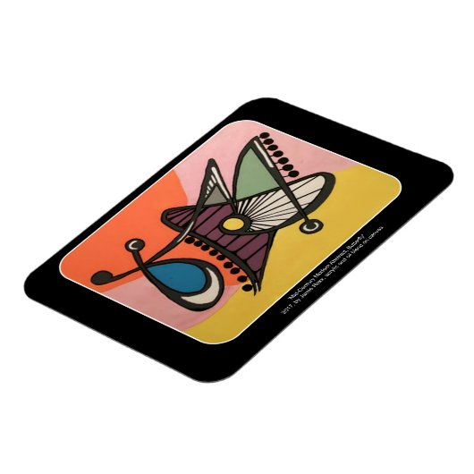 'Mid-Century Modern Abstract, Butterfly' schilderi Magneet (Linkerzijde)