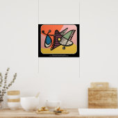 'Mid-Century Modern Abstract, Butterfly' schilderi Poster (Keuken)