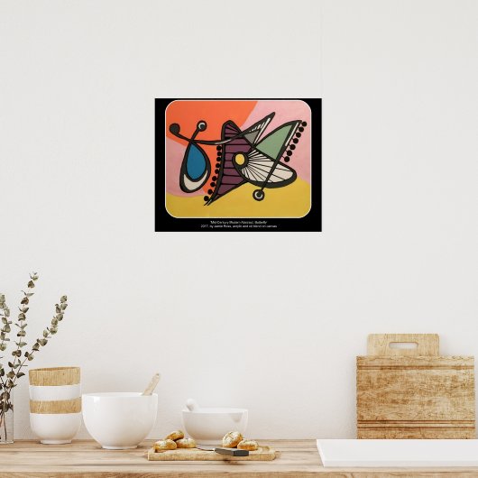'Mid-Century Modern Abstract, Butterfly' schilderi Poster (Keuken)