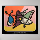 'Mid-Century Modern Abstract, Butterfly' schilderi Poster (Voorkant)