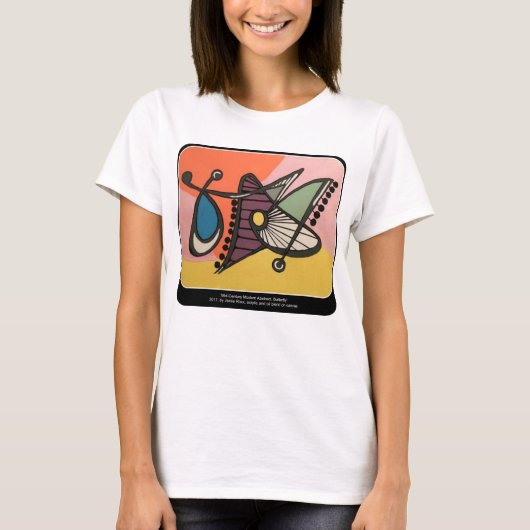 'Mid-Century Modern Abstract, Butterfly' schilderi T-shirt (Voorkant)