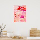 Mid-Century Modern Abstract, Coral Pink & Fuchsia Poster (Keuken)