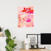 Mid-Century Modern Abstract, Coral Pink & Fuchsia Poster (Thuiskantoor)