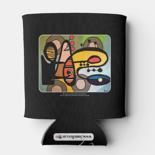 'Mid-Century Modern Abstract de machine' schilderi Blikjeskoeler (Achterkant)