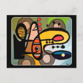 'Mid-Century Modern Abstract de machine' schilderi Briefkaart (Voorkant)