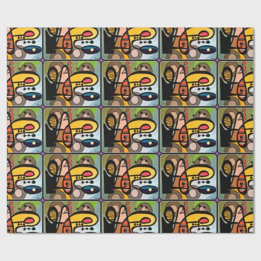 'Mid-Century Modern Abstract de machine' schilderi Cadeaupapier (Vlak)