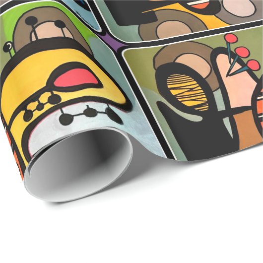 'Mid-Century Modern Abstract de machine' schilderi Cadeaupapier (Rol Hoek)