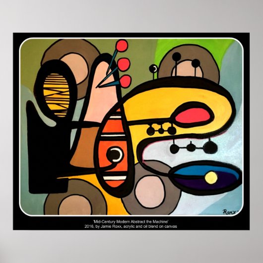 'Mid-Century Modern Abstract de machine' schilderi Poster (Voorkant)