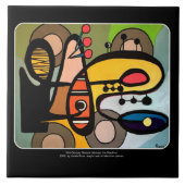 'Mid-Century Modern Abstract de machine' schilderi Tegeltje (Voorkant)