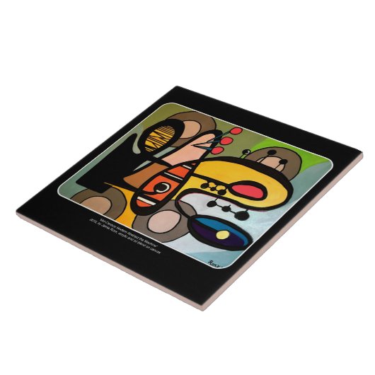 'Mid-Century Modern Abstract de machine' schilderi Tegeltje (Zijkant)