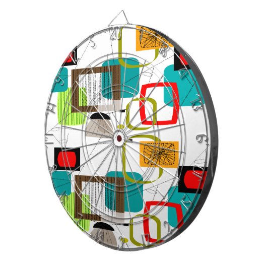 Mid-Century Modern Abstract Design Dartbord (Voorkant Rechts)