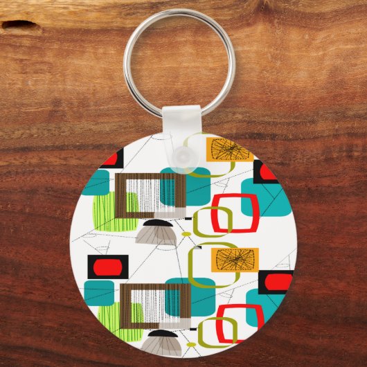 Mid-Century Modern Abstract Design Sleutelhanger (Voorkant)