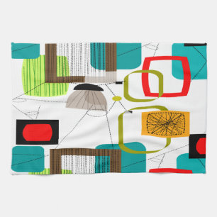 Mid-Century Modern Abstract Design Theedoek