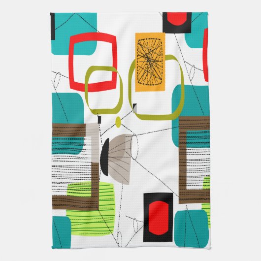 Mid-Century Modern Abstract Design Theedoek (Verticaal)