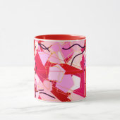 Mid-Century Modern Abstract, donkerrood en roze Mok (Midden)