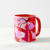 Mid-Century Modern Abstract, donkerrood en roze Mok (Voorkant rechts)