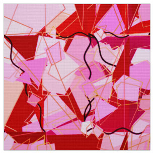 Mid-Century Modern Abstract, donkerrood en roze Stof