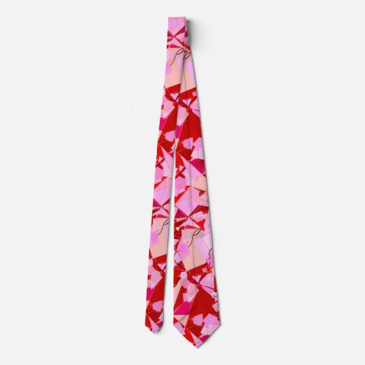 Mid-Century Modern Abstract, donkerrood en roze Stropdas (Achterkant)