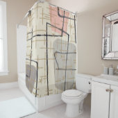 Mid Century Modern Abstract Fabric Shower Curtain Douchegordijn (In situ)
