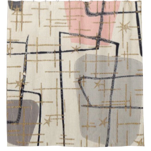 Mid Century Modern Abstract Fabric Shower Curtain Douchegordijn (Voorkant)