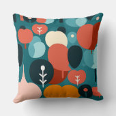 Mid-Century Modern Abstract Forest Pillow Kussen (Achterkant)