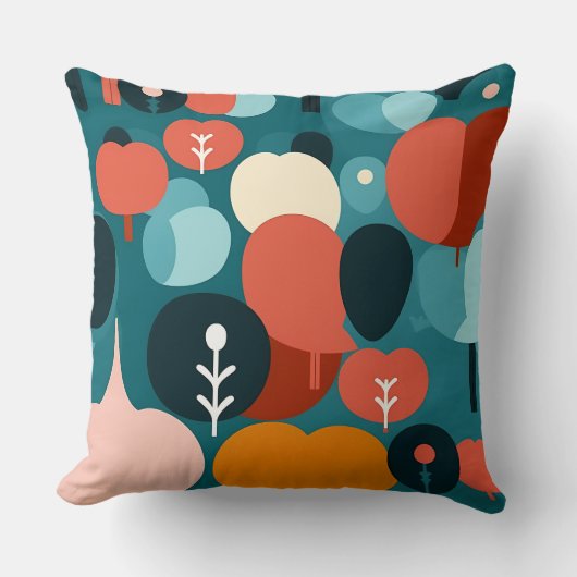 Mid-Century Modern Abstract Forest Pillow Kussen (Voorkant)