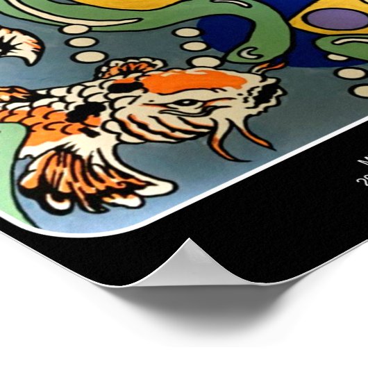 Mid-Century Modern Abstract Koi Fish schilderij Poster (Hoek)