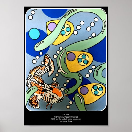 Mid-Century Modern Abstract Koi Fish schilderij Poster (Voorkant)