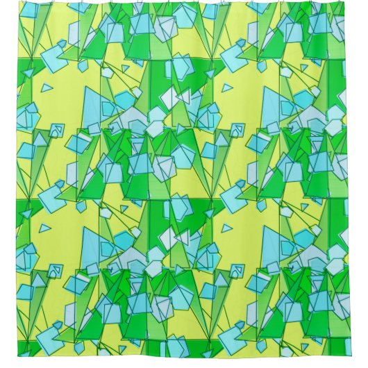 Mid-Century Modern Abstract, Lime Green en Geel Douchegordijn (Voorkant)