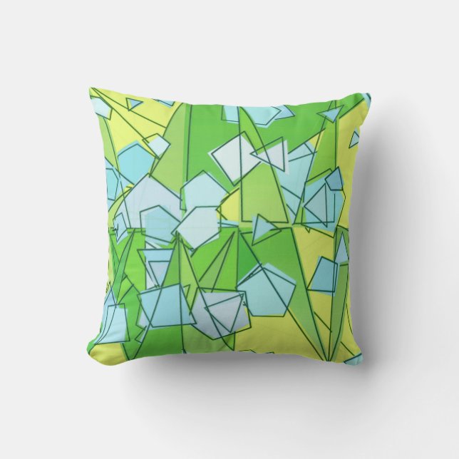 Mid-Century Modern Abstract, Lime Green en Geel Kussen (Voorkant)
