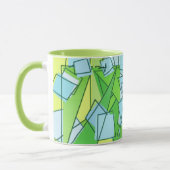 Mid-Century Modern Abstract, Lime Green en Geel Mok (Links)