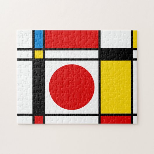 Mid Century Modern Abstract Mondriaan geïnspireerd Legpuzzel (Horizontaal)