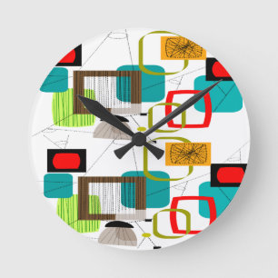 Mid-Century Modern Abstract Ontwerp Ronde Klok
