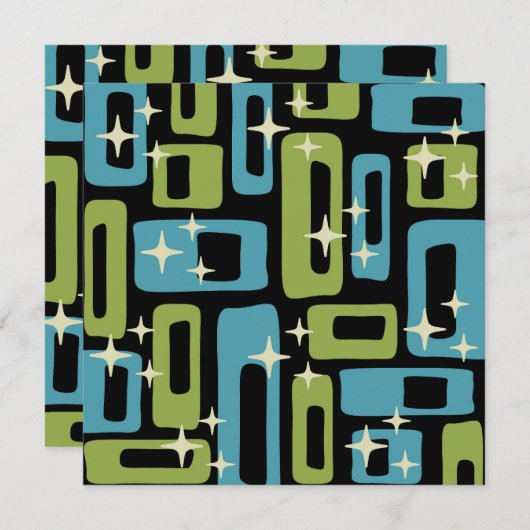 Mid Century Modern Abstract Patroon Aankondiging (Voorkant / Achterkant)