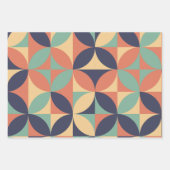 Mid Century Modern Abstract Patroon Blauw & Sinaas Inpakpapier Vel (Voorkant 2)