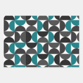 Mid Century Modern Abstract Patroon Blauw & Wit Inpakpapier Vel (Voorkant 3)