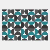 Mid Century Modern Abstract Patroon Blauw & Wit Inpakpapier Vel (Voorkant 2)