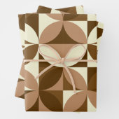 Mid Century Modern Abstract Patroon  Bruin Inpakpapier Vel (In situ)