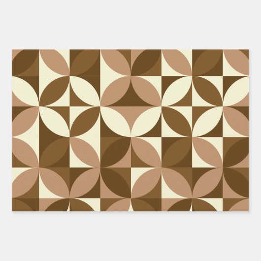 Mid Century Modern Abstract Patroon  Bruin Inpakpapier Vel (Voorkant)