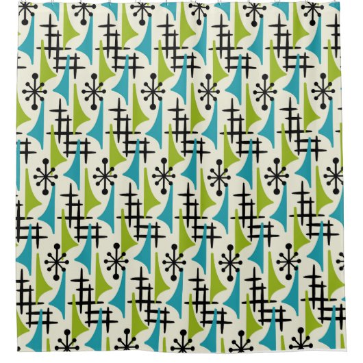 Mid Century Modern Abstract Patroon Douchegordijn (Voorkant)