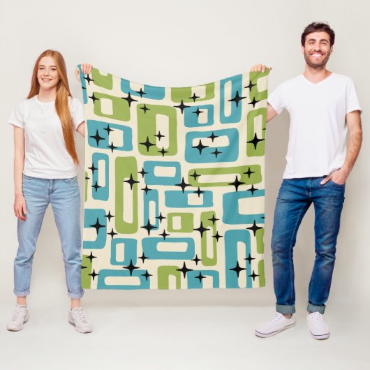 Mid Century Modern Abstract Patroon Fleece Deken (In situ)