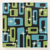 Mid Century Modern Abstract Patroon Glazen Onderzetter (Voorkant)