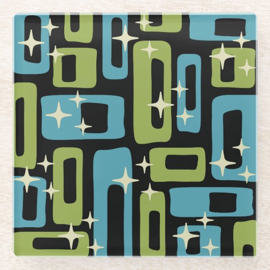 Mid Century Modern Abstract Patroon Glazen Onderzetter (Voorkant)