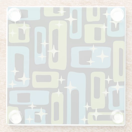 Mid Century Modern Abstract Patroon Glazen Onderzetter (Achterkant)