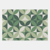 Mid Century Modern Abstract Patroon Groen & Grijs Inpakpapier Vel (Voorkant)