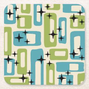 Mid Century Modern Abstract Patroon Kartonnen Onderzetters