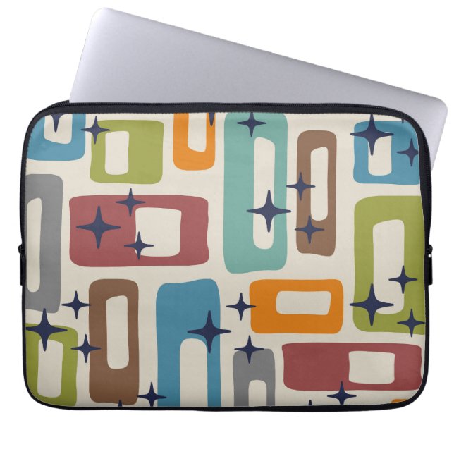 Mid Century Modern Abstract Patroon Laptop Sleeve (Voorkant)