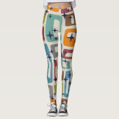 Mid-Century modern Abstract patroon Leggings (Voorkant)