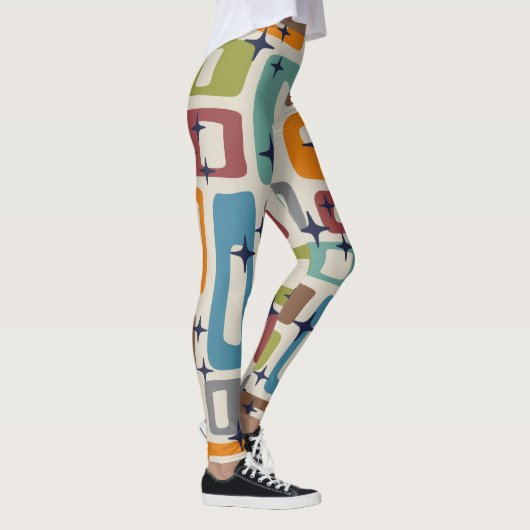 Mid-Century modern Abstract patroon Leggings (Rechts)